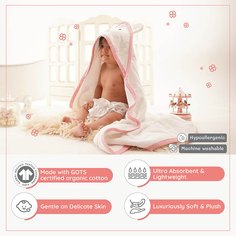 Baby Organic Cotton Hooded Towel - Bear With Me