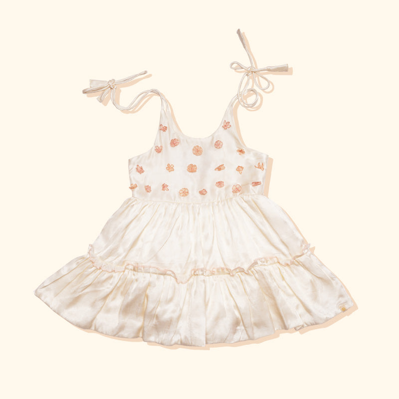 Baby Girl Maheshwari Handwoven Cotton Silk Frock - Dahlia