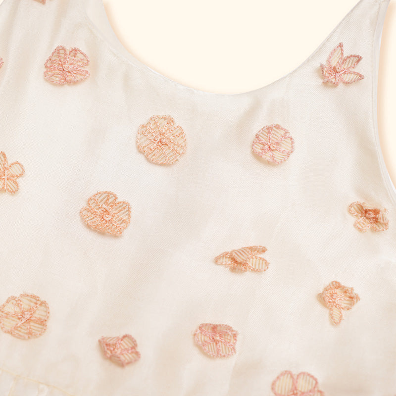 Baby Girl Maheshwari Handwoven Cotton Silk Frock - Dahlia