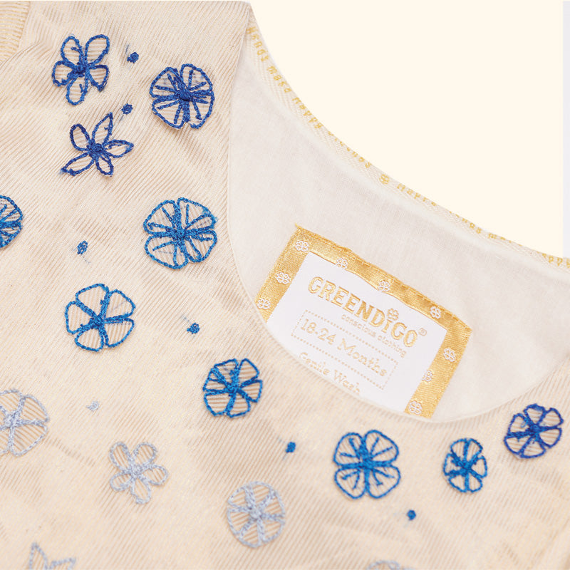 Baby Boy Maheshwari Handwoven Cotton Silk Short Kurta & Pant Set - Neelkamal