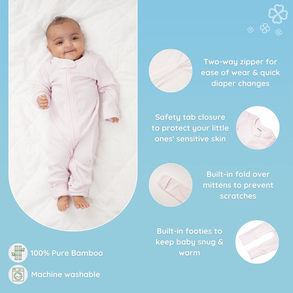 Baby Bamboo Sleepsuit - Rosy Dreams
