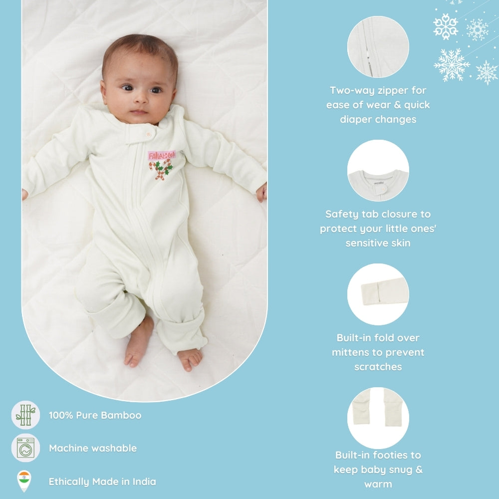Baby Bamboo Sleepsuit - Candy Cane