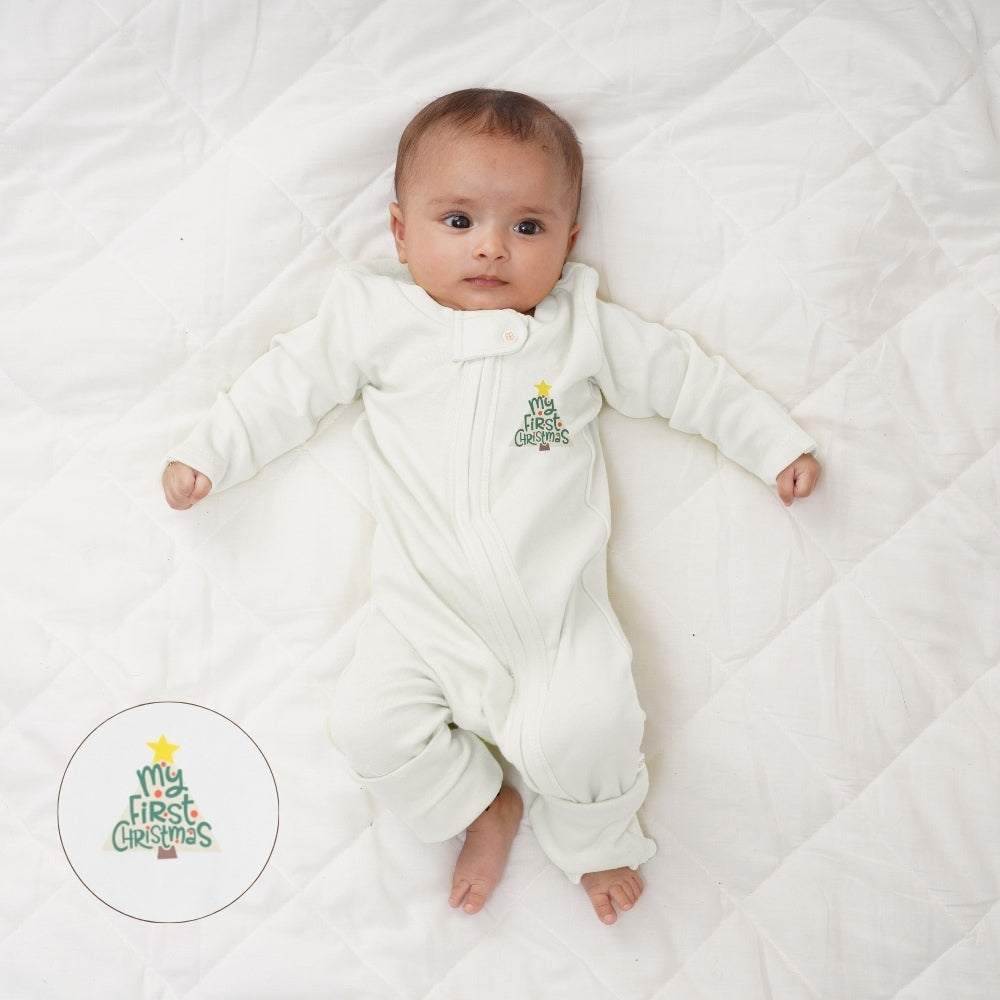 Baby Bamboo Sleepsuit - First Christmas