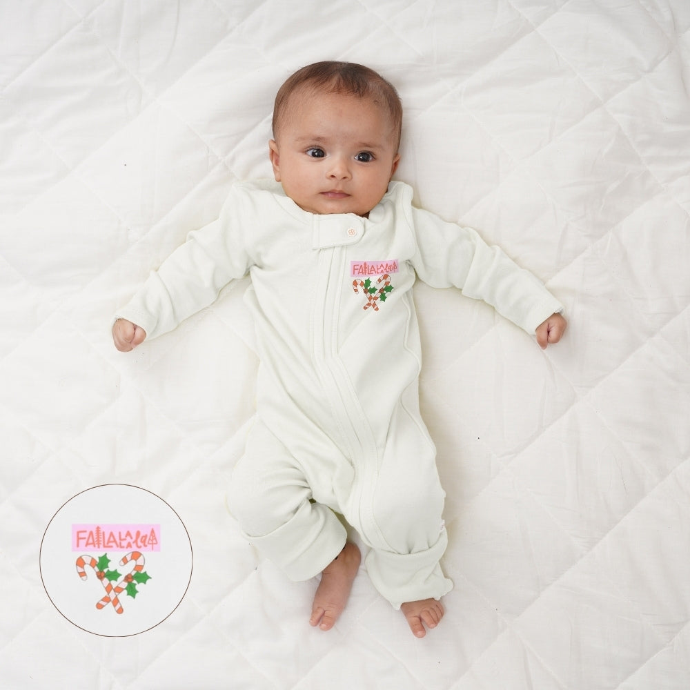 Baby Bamboo Sleepsuit - Candy Cane