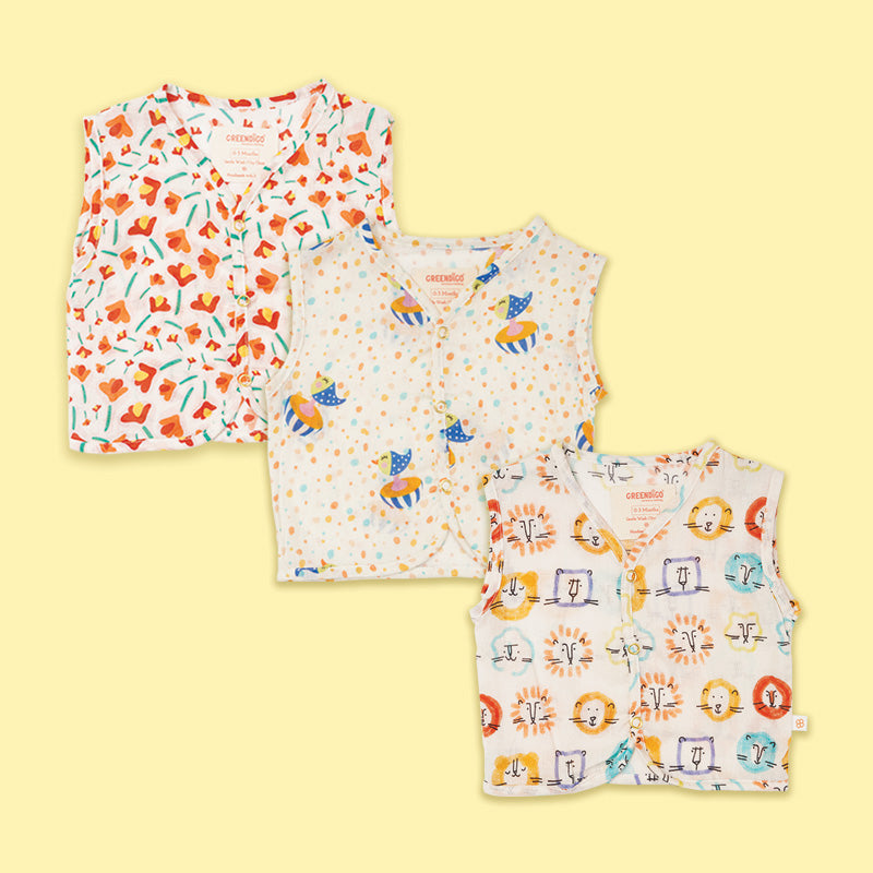 Baby Muslin Jhabla - Pack of 3 - Garden Love