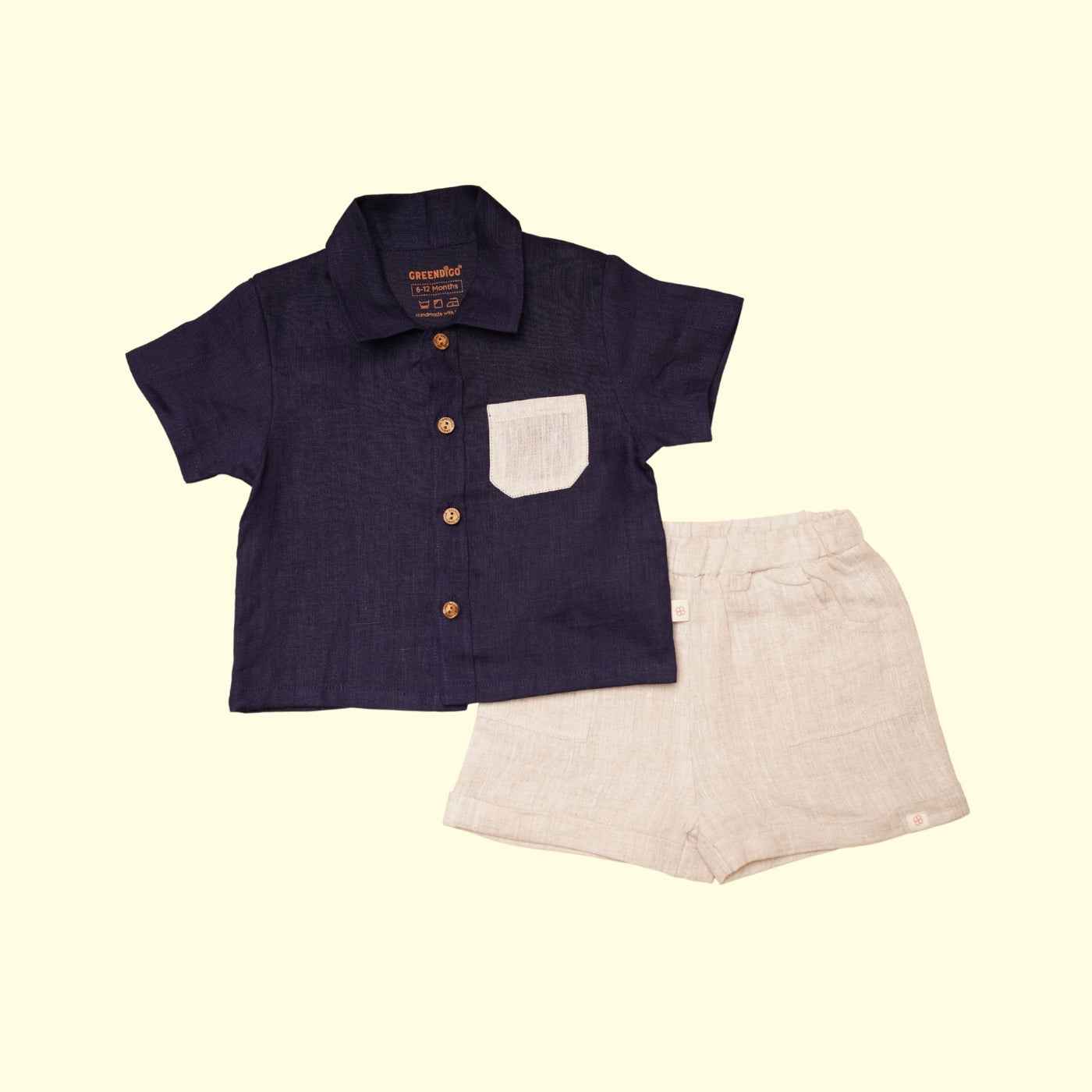 Baby Boy Linen Shirt & Shorts Set - Coconut Craze
