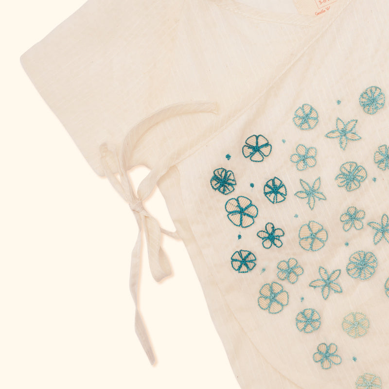 Baby Maheshwari Handwoven Cotton Silk Kimono Top - Jasmine