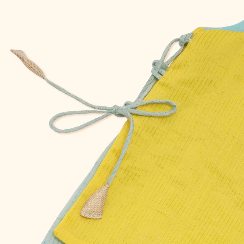 Baby Girl Maheshwari Handwoven Cotton Silk Short Kurta & Pant Set - Zinnia