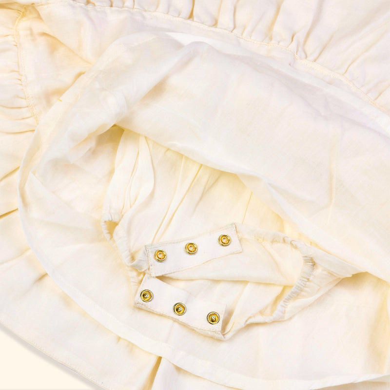 Baby Girl Maheshwari Handwoven Cotton Silk Frock - Gulab