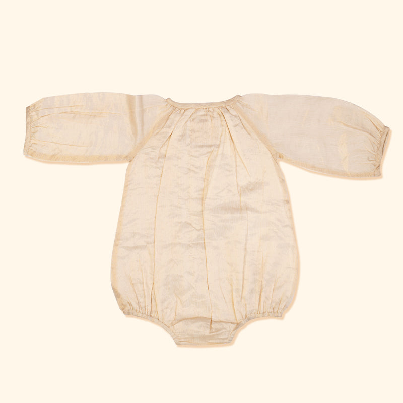 Baby Maheshwari Handwoven Cotton Silk Bodysuit - Kamal