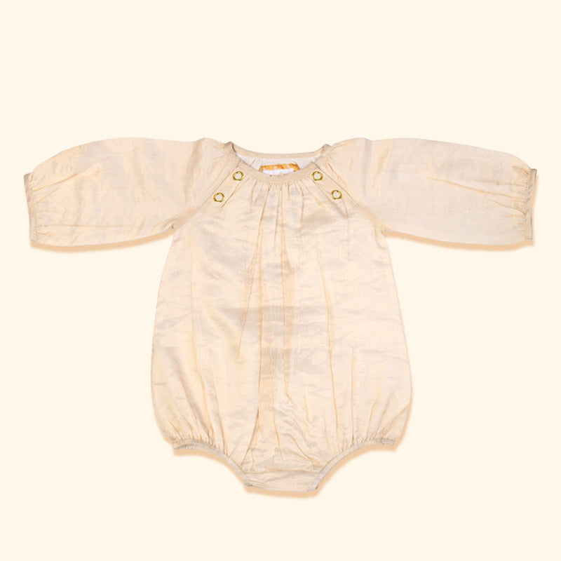 Baby Maheshwari Handwoven Cotton Silk Bodysuit - Kamal