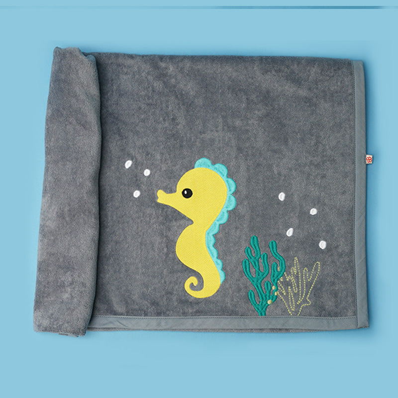Baby Organic Cotton Towel - Seahorse Hugs