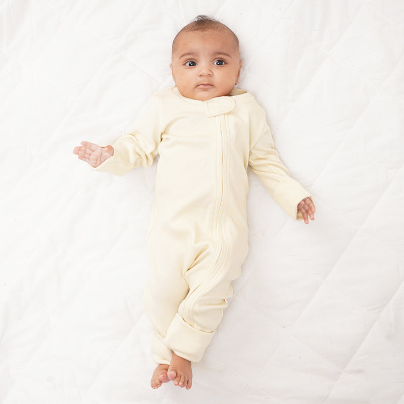 Baby Bamboo Sleepsuit - Vanilla Clouds