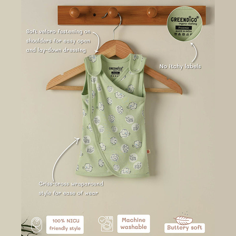 Preemie Baby Organic Cotton Frock - Meadow Shadow