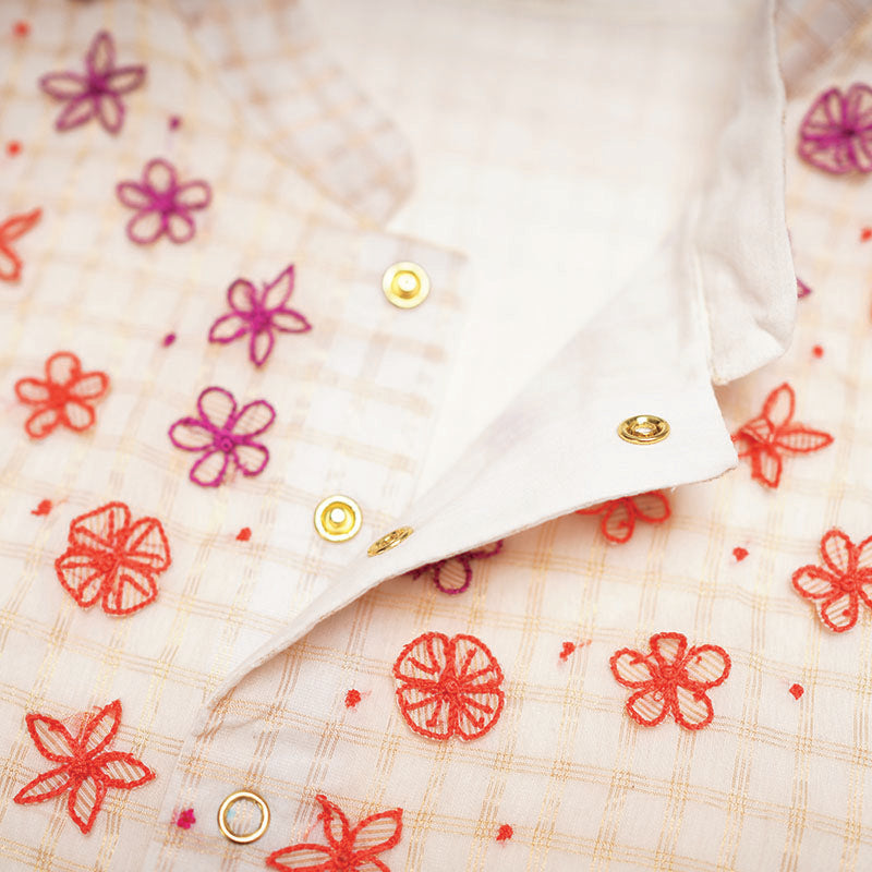 Baby Boy Maheshwari Handwoven Cotton Silk Kurta, Bundi & Pant Set - Genda