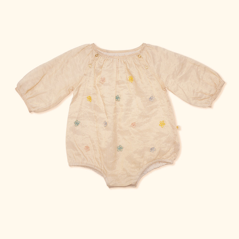 Baby Maheshwari Handwoven Cotton Silk Bodysuit - Kesar