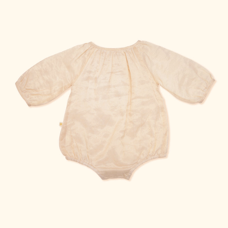 Baby Maheshwari Handwoven Cotton Silk Bodysuit - Kesar