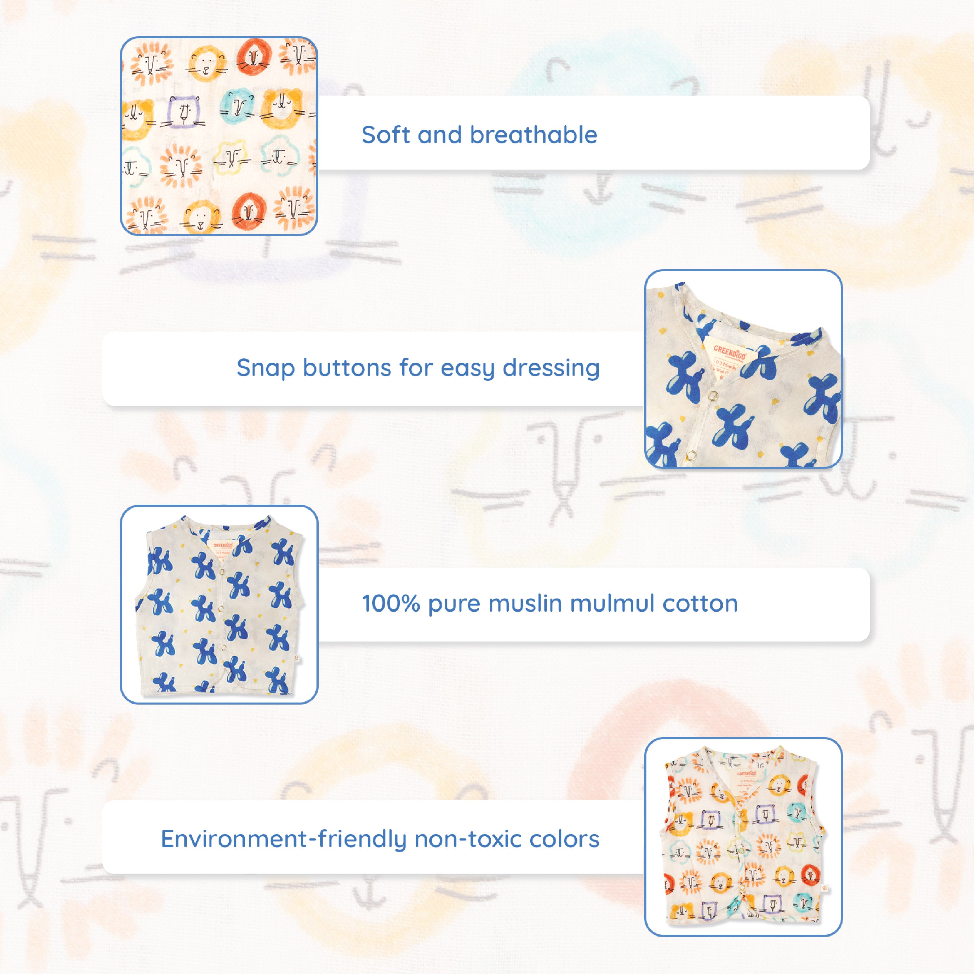 Baby Muslin Jhabla - Pack of 2 - Cherished Friends