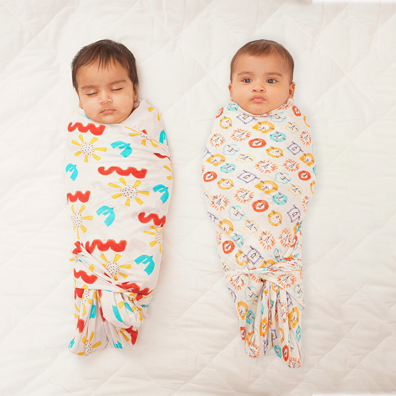 Baby Muslin Swaddles - Doodle Delight - Pack of 2