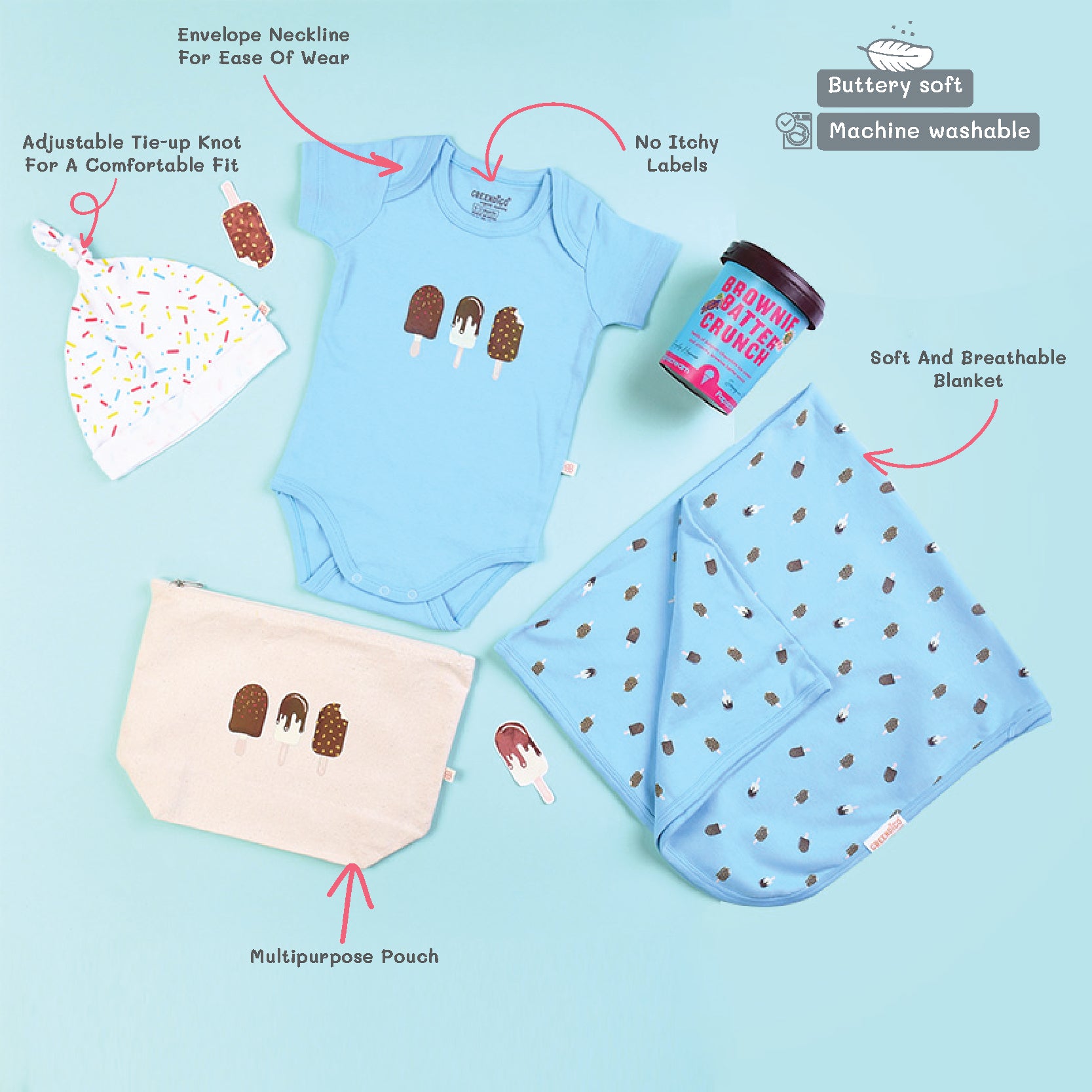 Baby Organic Cotton Gift Set - Brownie Batter Crunch