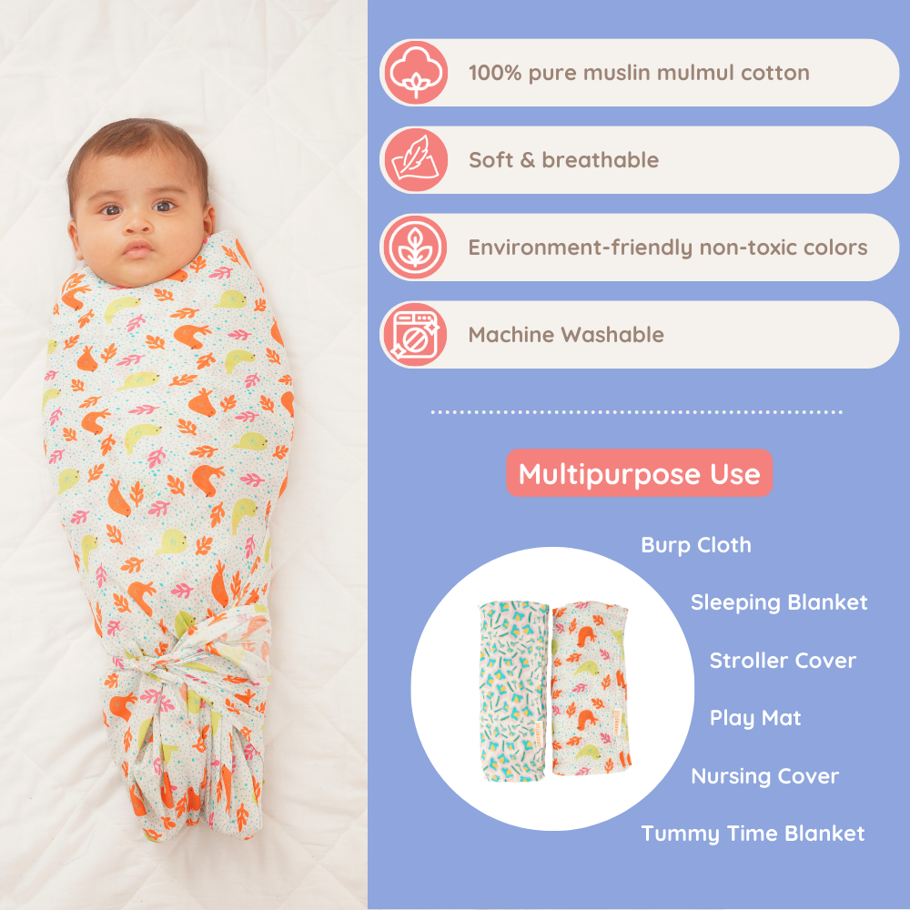 Baby Muslin Swaddles - Nature's Harmony - Pack of 2