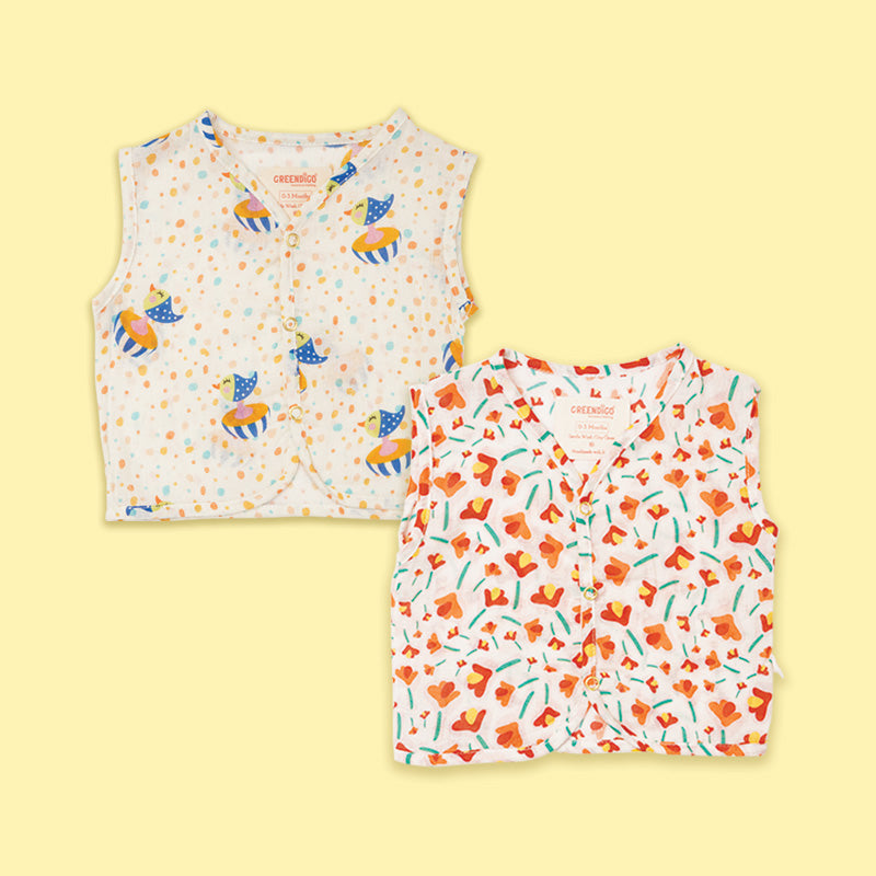 Baby Muslin Jhabla - Pack of 2 - Playful Patterns