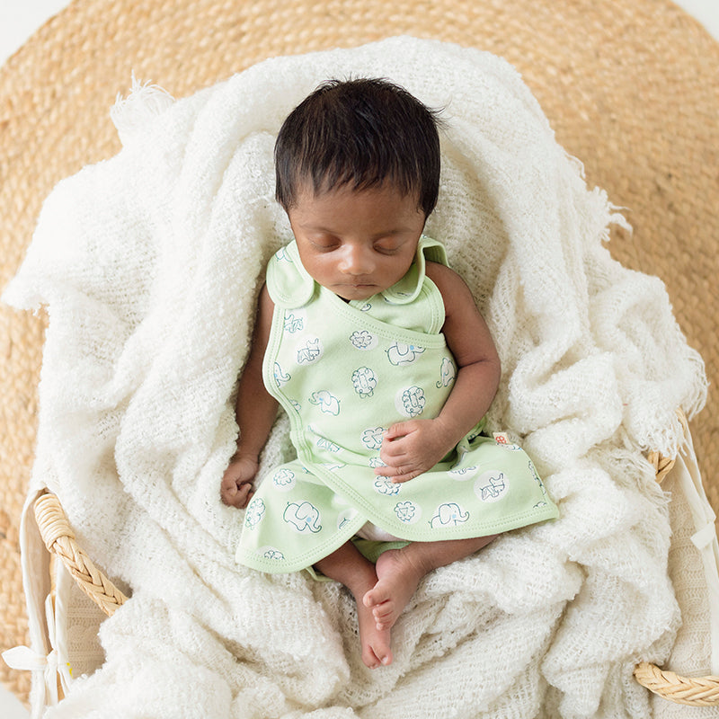 Preemie Baby Organic Cotton Frock - Meadow Shadow